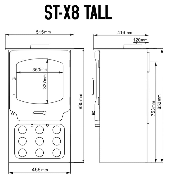 Saltfire ST-X8 Tall Eco Design Ready Wood Burning & Multi-Fuel Stove