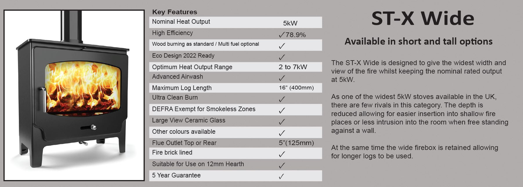 Saltfire ST-X Wide Tall Wood Burning Stove