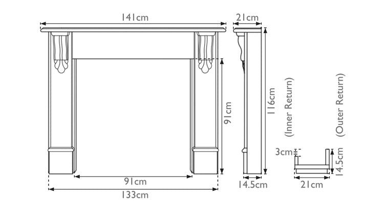 Edinburgh Corbel Wooden Fireplace Surround | Carron