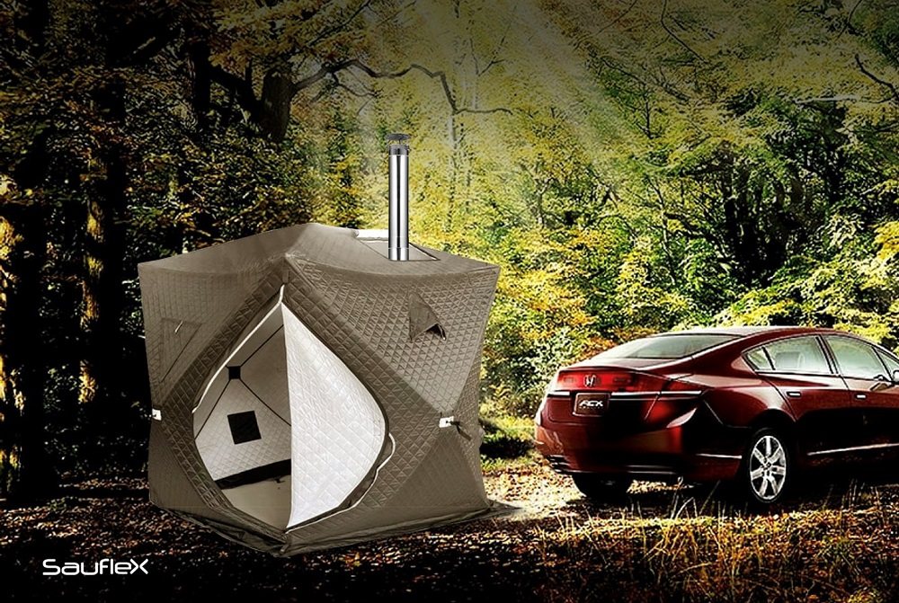 SAUFLEX Travel Set – Mobile Sauna Tent with Stove (2000x2000x2100mm)
