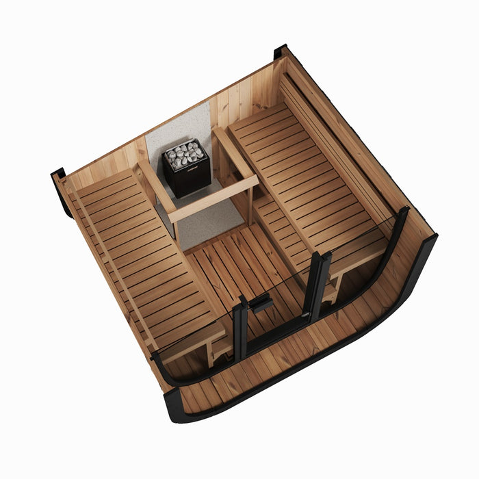 Outdoor Sauna ICON 220XL – Thermowood with Full Glass Front | SAUNAINTER