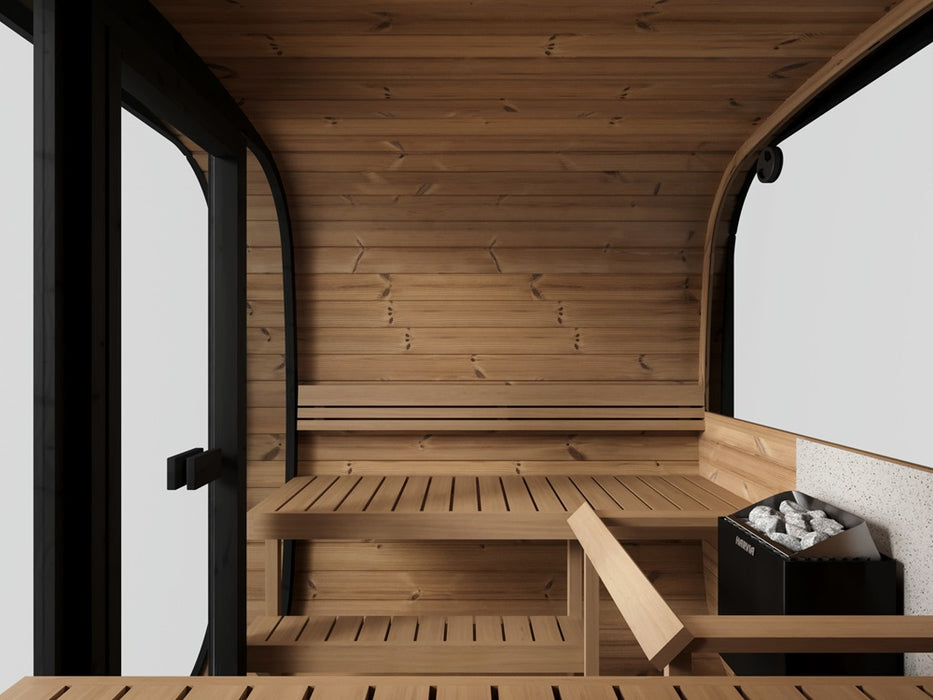 Outdoor Sauna ICON 220XL – Thermowood with Full Glass Front | SAUNAINTER