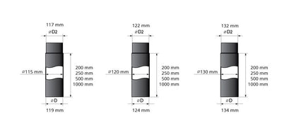 Smoke Pipe for Wood Burning Stove, 250mm, Ø115mm